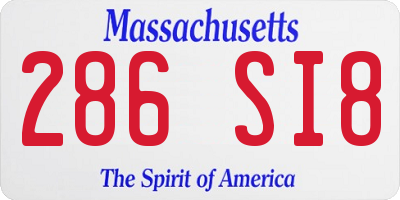 MA license plate 286SI8