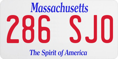 MA license plate 286SJ0