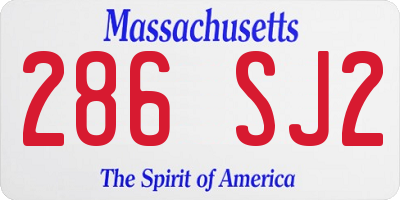 MA license plate 286SJ2
