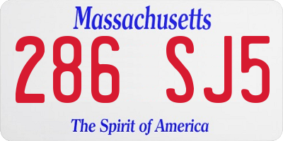 MA license plate 286SJ5