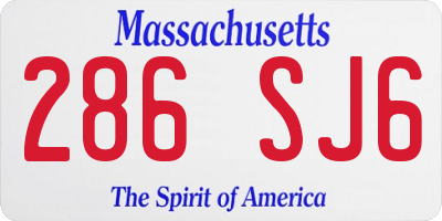 MA license plate 286SJ6