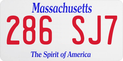MA license plate 286SJ7