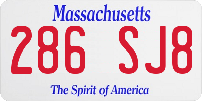 MA license plate 286SJ8