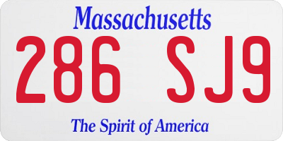 MA license plate 286SJ9