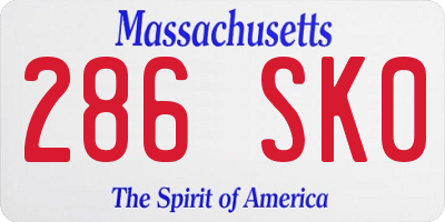 MA license plate 286SK0