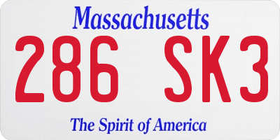 MA license plate 286SK3