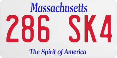 MA license plate 286SK4