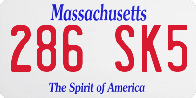 MA license plate 286SK5