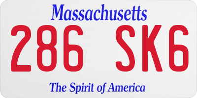 MA license plate 286SK6