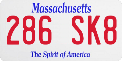 MA license plate 286SK8