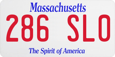 MA license plate 286SL0
