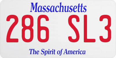 MA license plate 286SL3