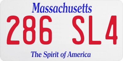 MA license plate 286SL4