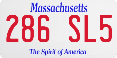 MA license plate 286SL5