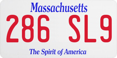 MA license plate 286SL9