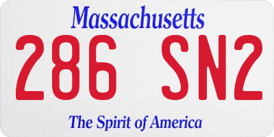 MA license plate 286SN2