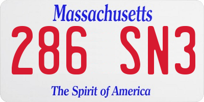 MA license plate 286SN3
