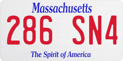 MA license plate 286SN4