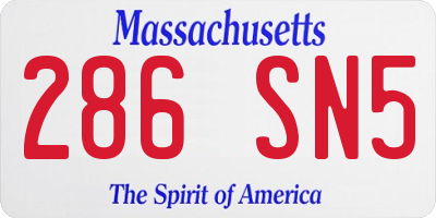MA license plate 286SN5