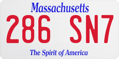 MA license plate 286SN7