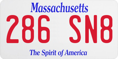 MA license plate 286SN8
