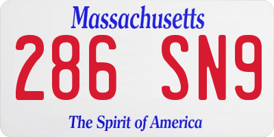 MA license plate 286SN9
