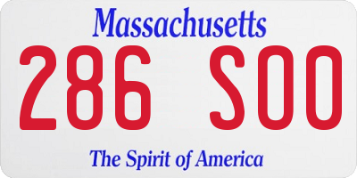 MA license plate 286SO0