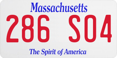 MA license plate 286SO4