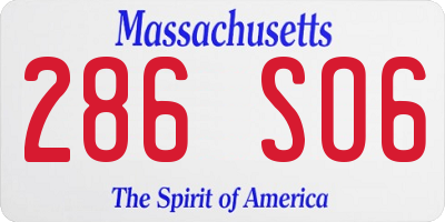 MA license plate 286SO6