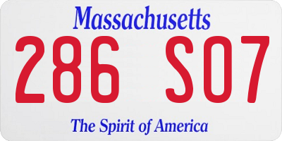 MA license plate 286SO7