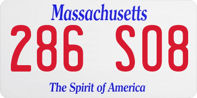MA license plate 286SO8