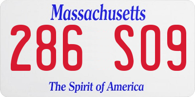 MA license plate 286SO9