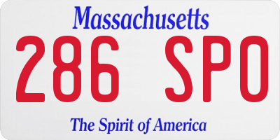 MA license plate 286SP0