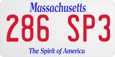 MA license plate 286SP3