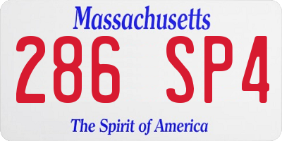 MA license plate 286SP4