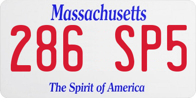 MA license plate 286SP5