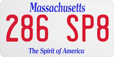 MA license plate 286SP8