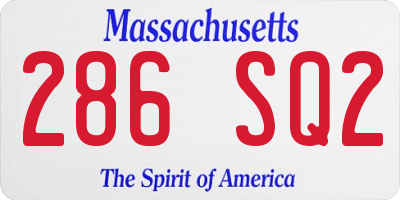 MA license plate 286SQ2