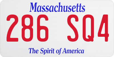 MA license plate 286SQ4