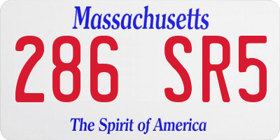 MA license plate 286SR5