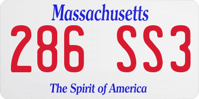 MA license plate 286SS3
