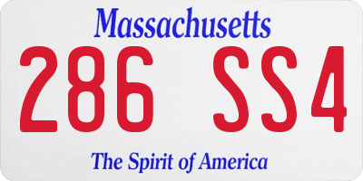 MA license plate 286SS4