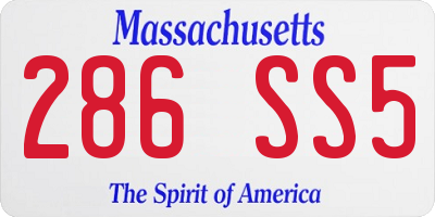 MA license plate 286SS5