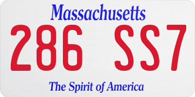 MA license plate 286SS7