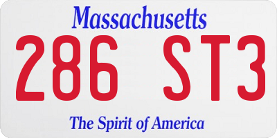 MA license plate 286ST3