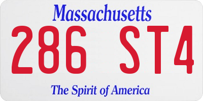 MA license plate 286ST4