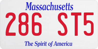 MA license plate 286ST5