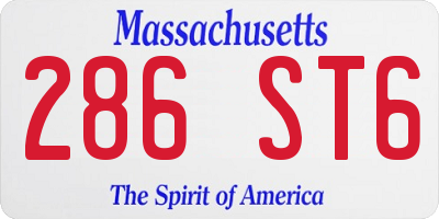 MA license plate 286ST6