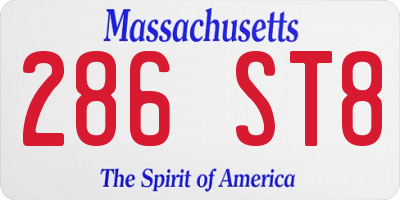 MA license plate 286ST8