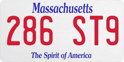 MA license plate 286ST9